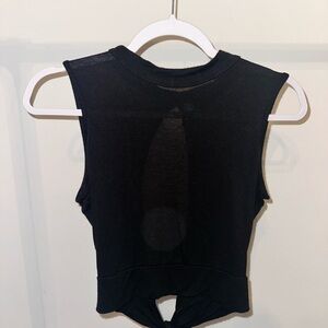 Elegant Black Sleeveless Blouse With Open Back